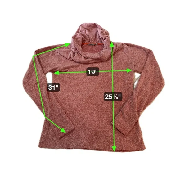 Athleta Cozy Cowl Neck Pullover Top Heathered Pink Thumbholes Size L - Picture 14 of 16